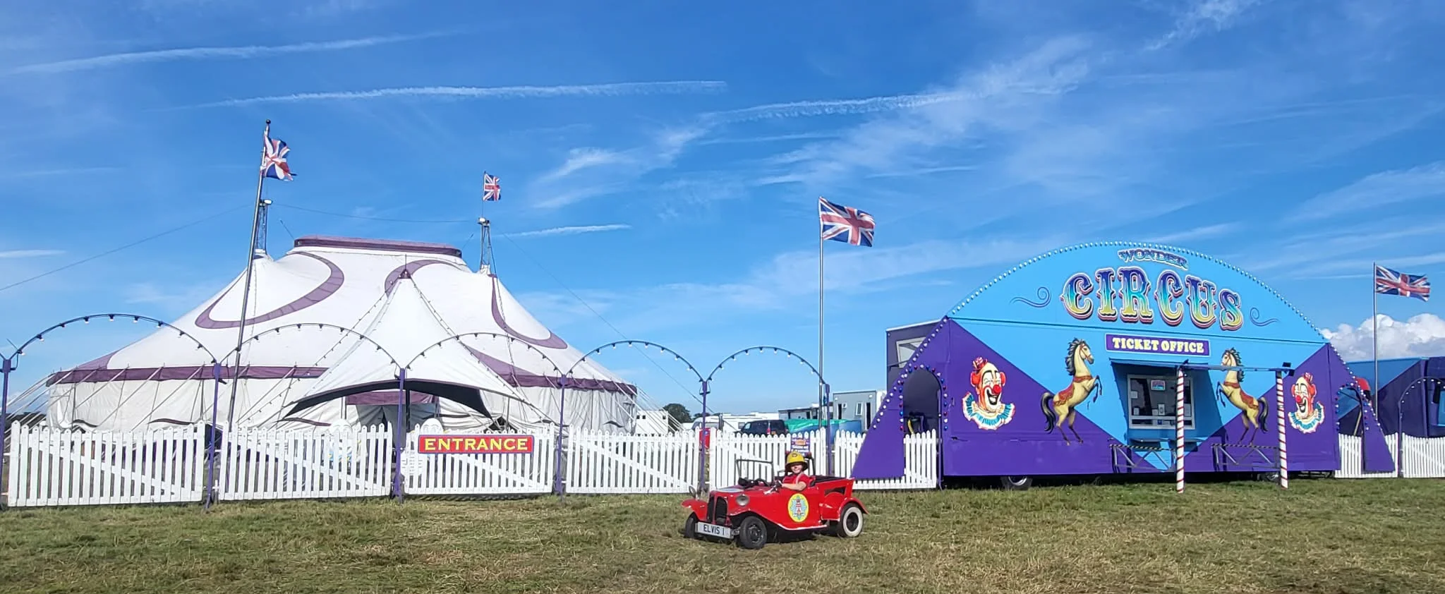 Fire-man clown Elvis patrolling the circus